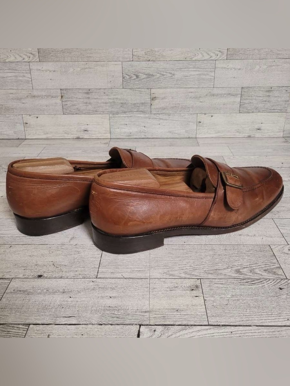 Men’s Polo Ralph Lauren Cognac Brown Leather Penny Loafers Shoes Size 10 - Picture 5 of 9